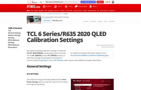 TCL 6 Series/R635 2020 QLED Calibration Settings.
